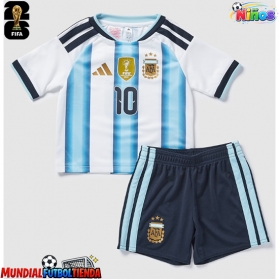 Camiseta Argentina Lionel Messi #10 Primera Equipación Replica Mundial 2026 para niños mangas cortas (+ Pantalones cortos)